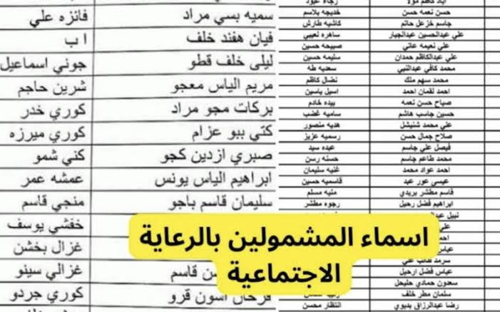 إعلان أسماء المشمولين بالرعاية الإجتماعية الوجبة الأخيرة استعلم الآن عبر منصة مظلتي 2024