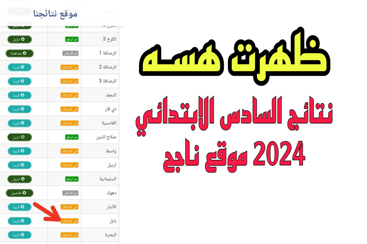 🔴 التربية : تفعيـــل رابط نتائج السادس الابتدائي 2024 الدور الاول محافظة البصرة “الأنبار + نينوي ” وباقي المحافظات موقع ناجح pdf